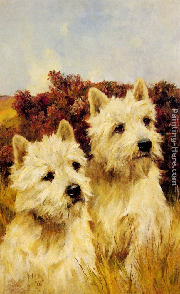 Jacque and Jean, Champion Westhighland White Terriers painting - Arthur Wardle Jacque and Jean, Champion Westhighland White Terriers art painting